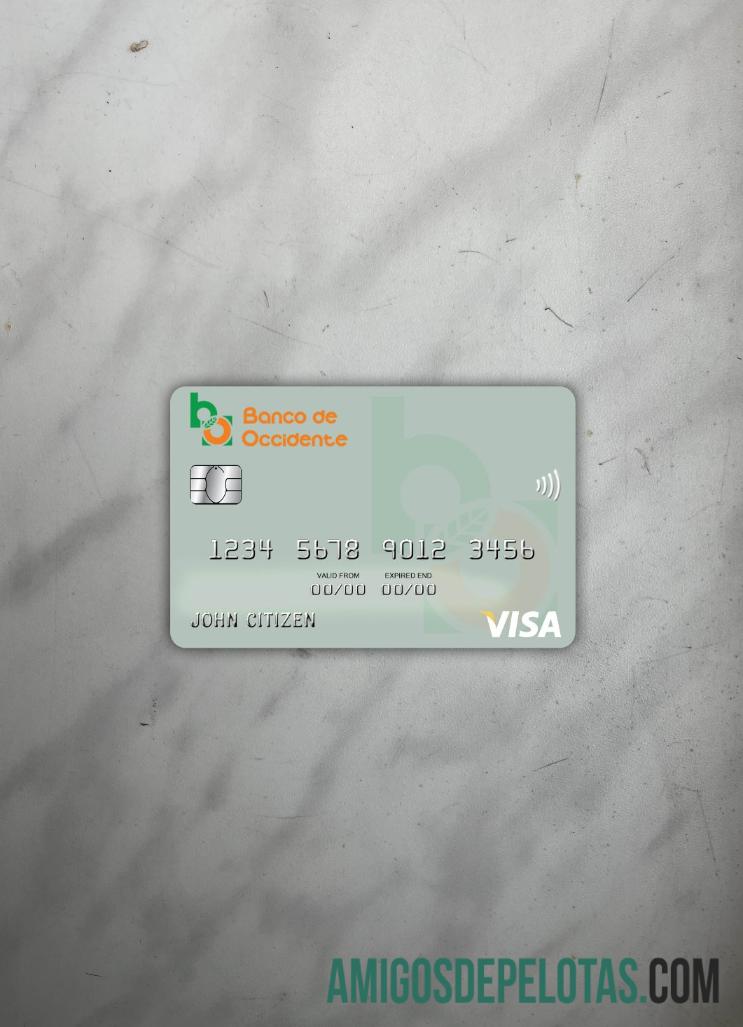 Fotolook do cartão Visa do Banco do Oeste de Honduras exemplo real